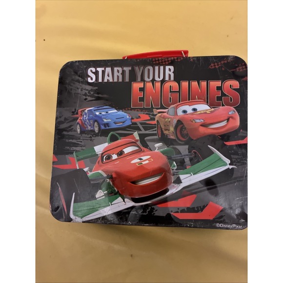 Disney Pixar CARS Start Your Engines Tin Metal Lunch Box MCQUEEN FRANCESCO RAOUL - Picture 5 of 10